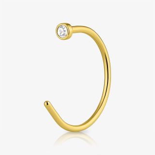 Piercing nariz dourado argola com detalhe em strass cristal.