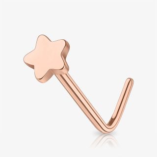 Piercing Nariz L Estrela em aço rosê com detalhe delicado
