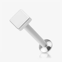 Piercing Labret Quadrado em Aço Cirúrgico Prateado