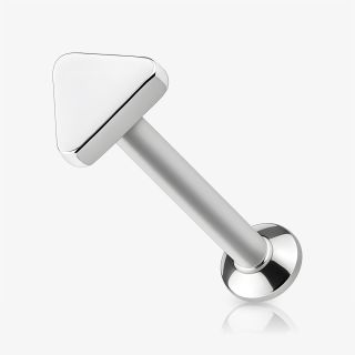 Piercing Labret Triângulo prateado de aço cirúrgico com design moderno