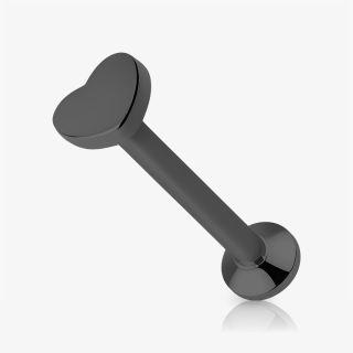 Piercing Labret Coração em aço preto com design delicado