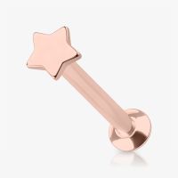 Piercing Labret Rosê Estrela em Aço Cirúrgico Feminino