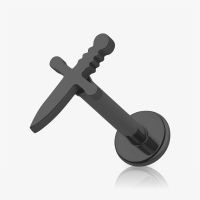 Piercing Labret Punhal em Aço Cirúrgico Preto