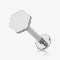 Piercing Cartilagem Labret Hexágono em Aço Prateado