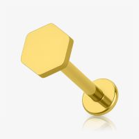 Piercing labret colmeia hexágono em aço cirúrgico resistente