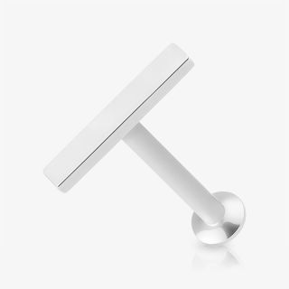 Piercing labret barra média prateado em aço cirúrgico com acabamento liso