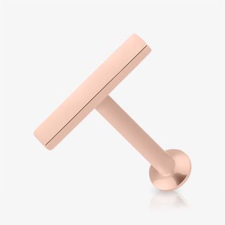 Piercing Labret Barra Média em aço cirúrgico rosê com base interna rosqueável