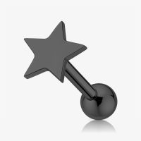 Piercing Barbell Estrela com Design Moderno e Aço Preto