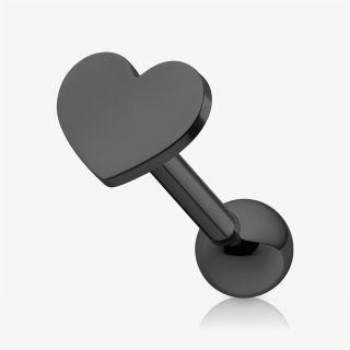 Piercing Barbell Coração em aço preto com design delicado para tragus