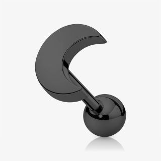 Piercing Barbell Lua Preto em aço cirúrgico com design místico