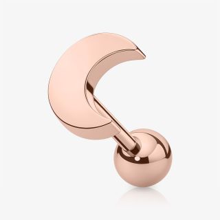 Piercing Barbell Lua em aço cirúrgico rosê com design de lua delicada