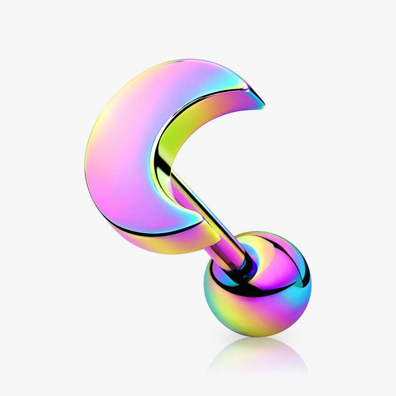 Piercing Barbell Lua em Aço Cirúrgico Rainbow – Unidade