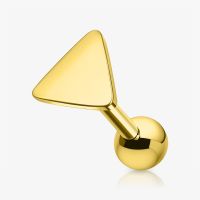 Piercing Barbell Triângulo com acabamento dourado em aço cirúrgico