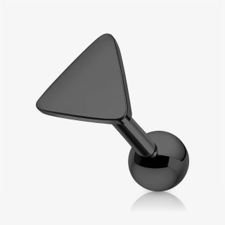 Piercing Barbell Triângulo preto em aço cirúrgico com design minimalista