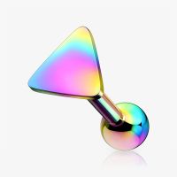 Piercing Barbell Triângulo em Aço Cirúrgico Colorido Rainbow
