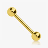 Piercing língua dourado com bolinha em aço cirúrgico