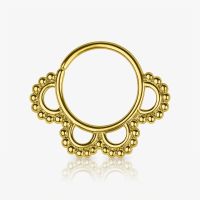 Piercing Septo Dourado com Design Floral Elegante