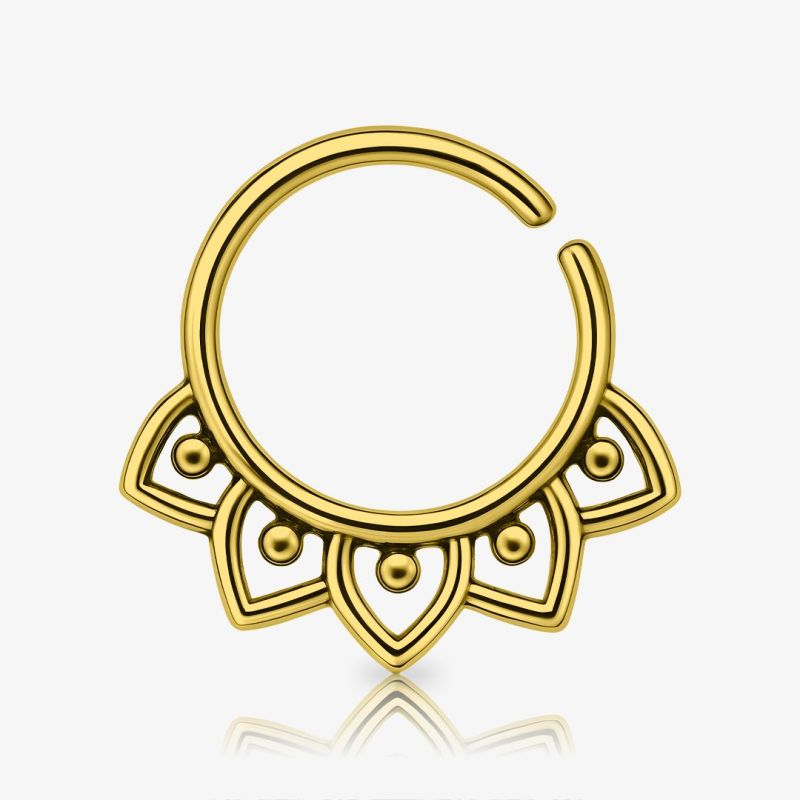 Piercing septo dourado com design de pétalas estilo indiano