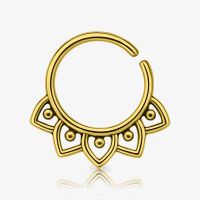 Piercing septo dourado com pétalas delicadas e femininas