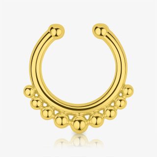 Piercing septo falso pérolas com detalhe dourado e acabamento sofisticado