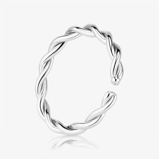 Piercing argola de aço prateado com acabamento trançado e fecho clicker