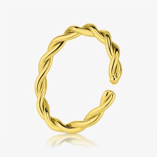 Piercing argola de aço dourado com acabamento trançado e fecho clicker