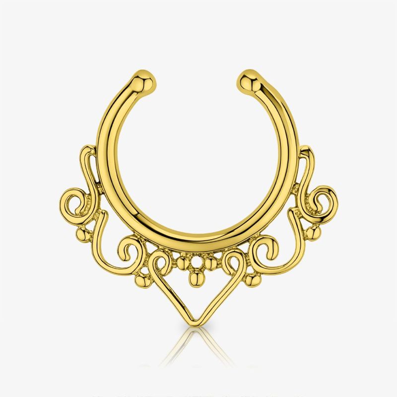 Piercing septo falso dourado com detalhe ornamentado em estilo indiano
