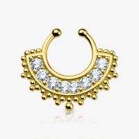 Piercing septo falso dourado com strass indiano elegante