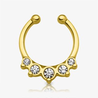 Piercing falso septo com strass envelhecido estilo vintage