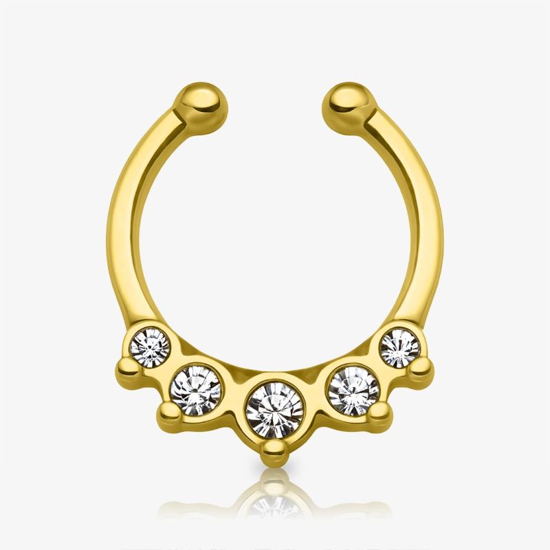 Piercing falso septo com strass envelhecido estilo vintage