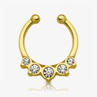 Piercing Falso Septo com Strass Envelhecido Estilo Vintage