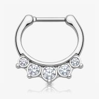 Piercing Septo Clicker com 5 Strass Prateado