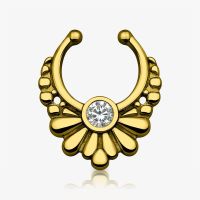 Piercing Septo Falso Flor com Cristal Envelhecido
