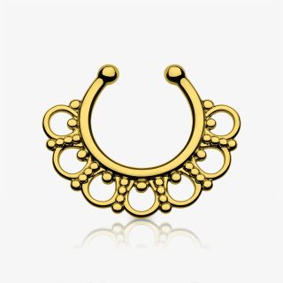 Piercing Septo Falso Anéis Ornamentados em Aço Envelhecido