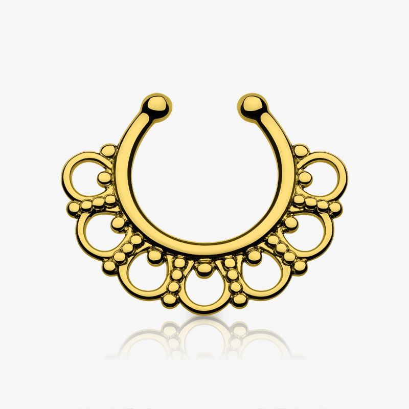 Piercing Septo Falso Anéis Ornamentados em Aço Envelhecido