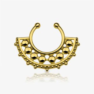 Piercing septo falso indiano com acabamento envelhecido e detalhes ornamentais