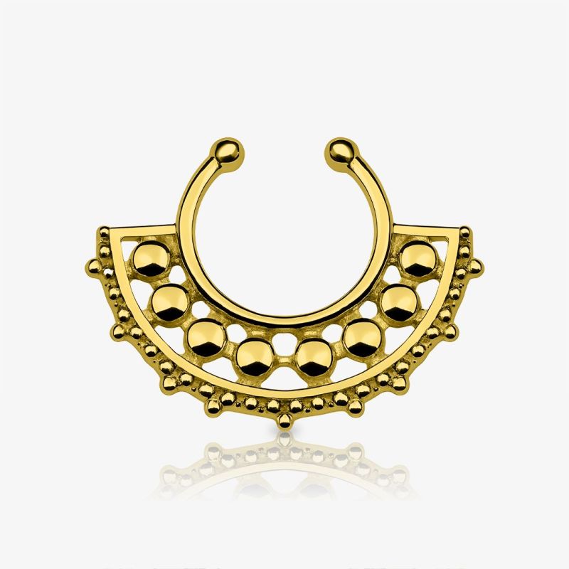 Piercing septo falso indiano com acabamento envelhecido e detalhes ornamentais