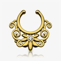 Piercing Septo Indiano com Flor e Strass Envelhecido