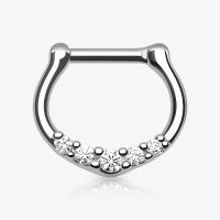 Piercing Septo Clicker com 5 Strass Cristal Elegante