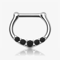 Piercing Septo Clicker com 5 Strass Preto – ALARGS