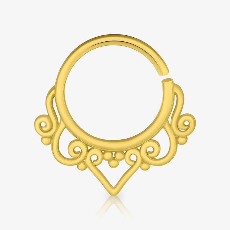 Piercing septo dourado ornamentado com strass brilhantes