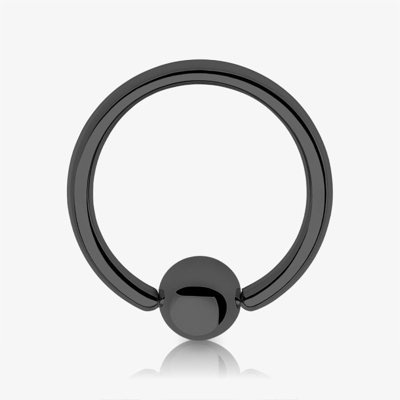Piercing captive de aço cirúrgico preto com 1.6mm de diâmetro em formato de argola