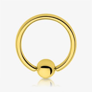 Piercing captive de aço cirúrgico dourado com 1.6mm de diâmetro em formato de argola