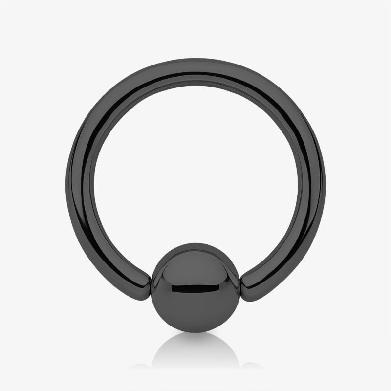 Piercing captive preto 2mm de aço cirúrgico com argola grossa