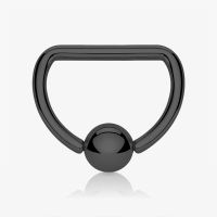 Piercing captive preto em aço cirúrgico formato D
