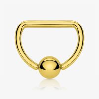 Piercing captive dourado em aço cirúrgico formato D