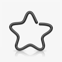 Piercing Argola de Aço com Estrela Preta Clicker