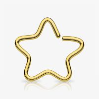 Piercing Argola de Aço com Estrela Dourada Clicker