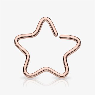 Piercing argola de aço rosê com estrela dobrável