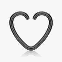Piercing Argola de Aço Coração Preta Dobrável Clicker